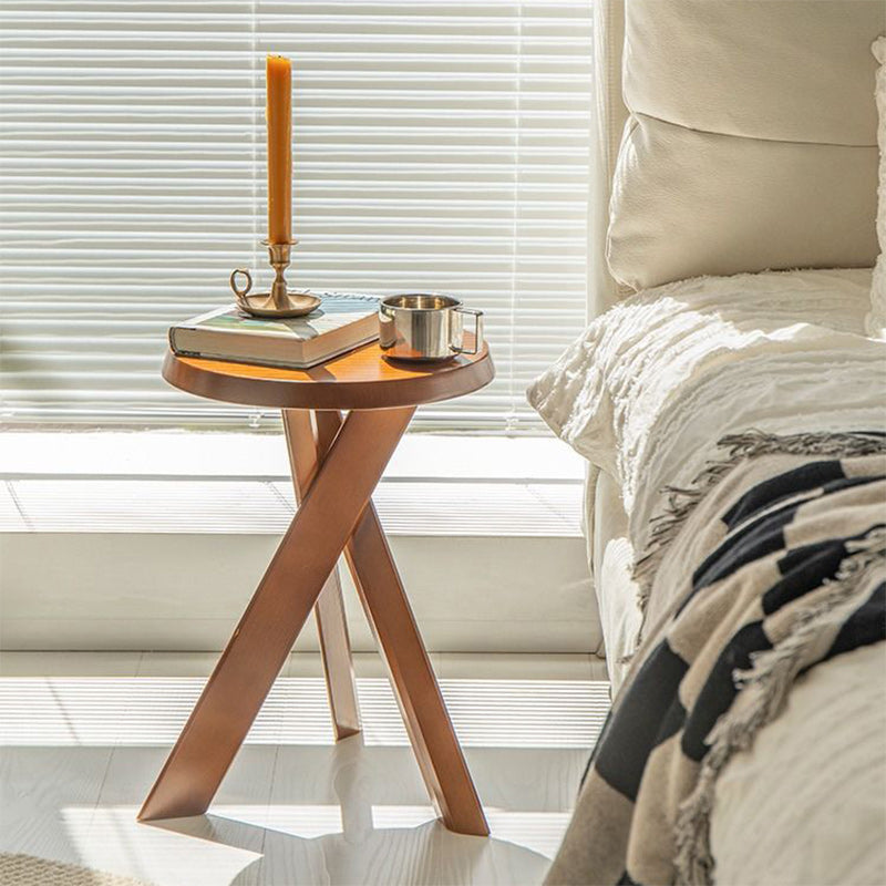 Japanese Round Wood End Table