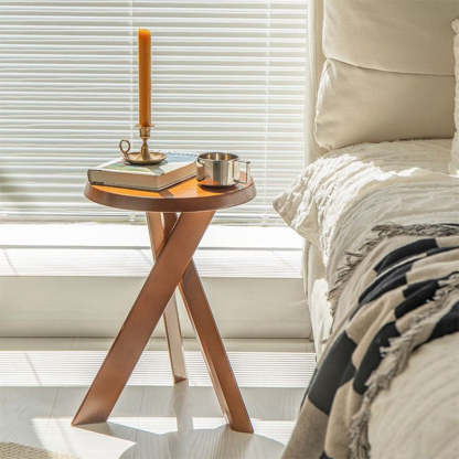 Japanese Round Wood End Table — Walnut