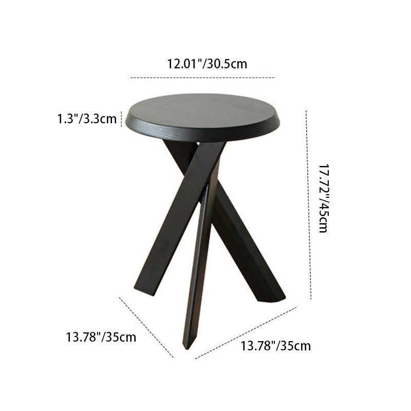 Japanese Round Wood End Table — Black