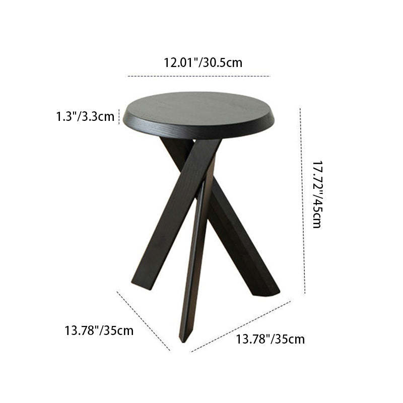 Japanese Round Wood End Table — Black