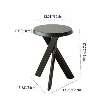 Japanese Round Wood End Table — Black