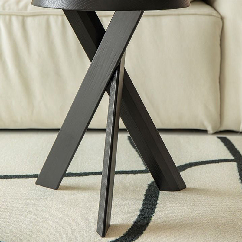 Japanese Round Wood End Table