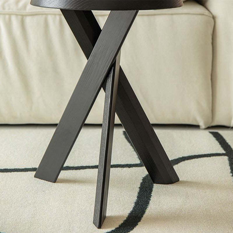 Japanese Round Wood End Table