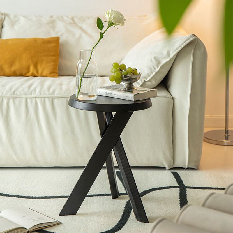 Japanese Round Wood End Table — Wood