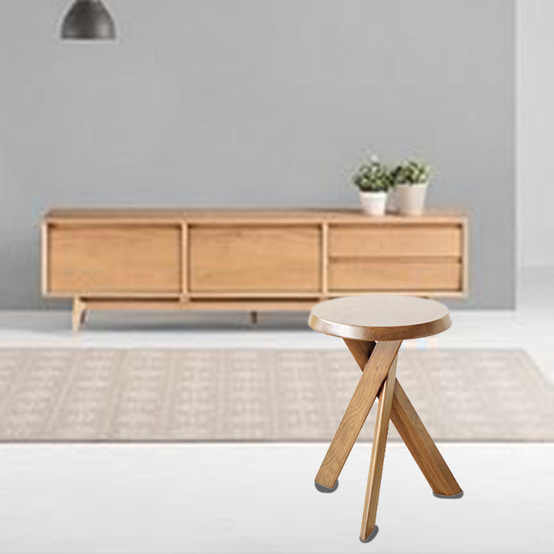 Japanese Round Wood End Table