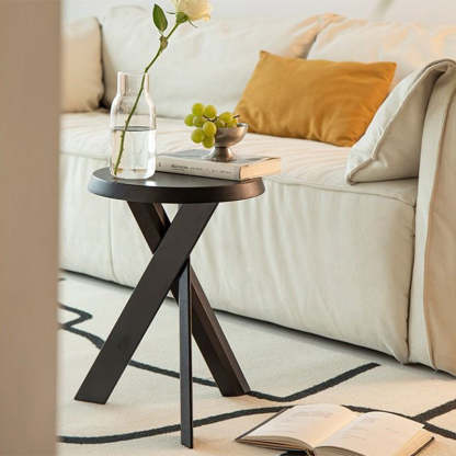 Japanese Round Wood End Table