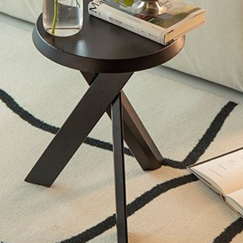 Japanese Round Wood End Table