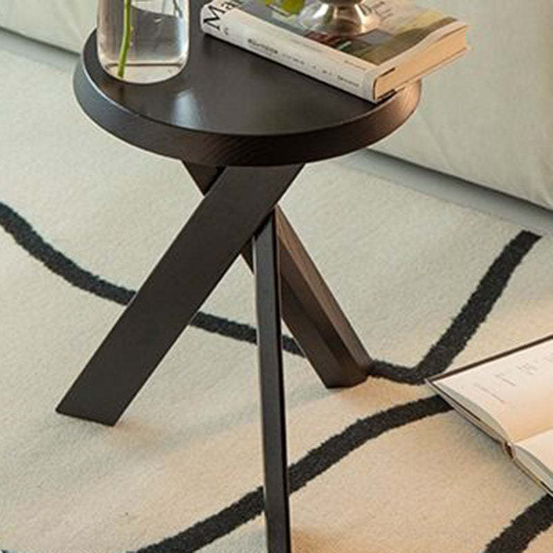 Japanese Round Wood End Table