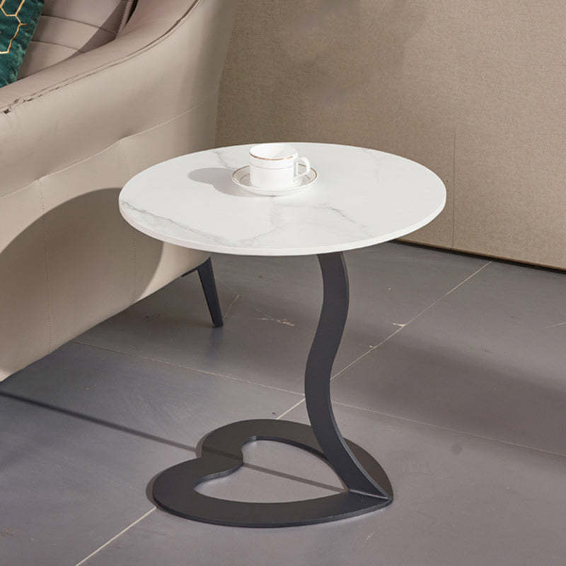 European Round Rock Slab Steel End Table