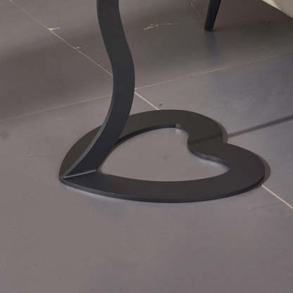 European Round Rock Slab Steel End Table
