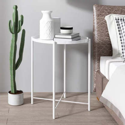 Contemporary Round Steel End Table