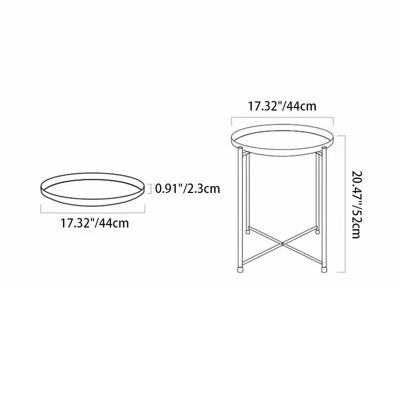 Contemporary Round Steel End Table — Green