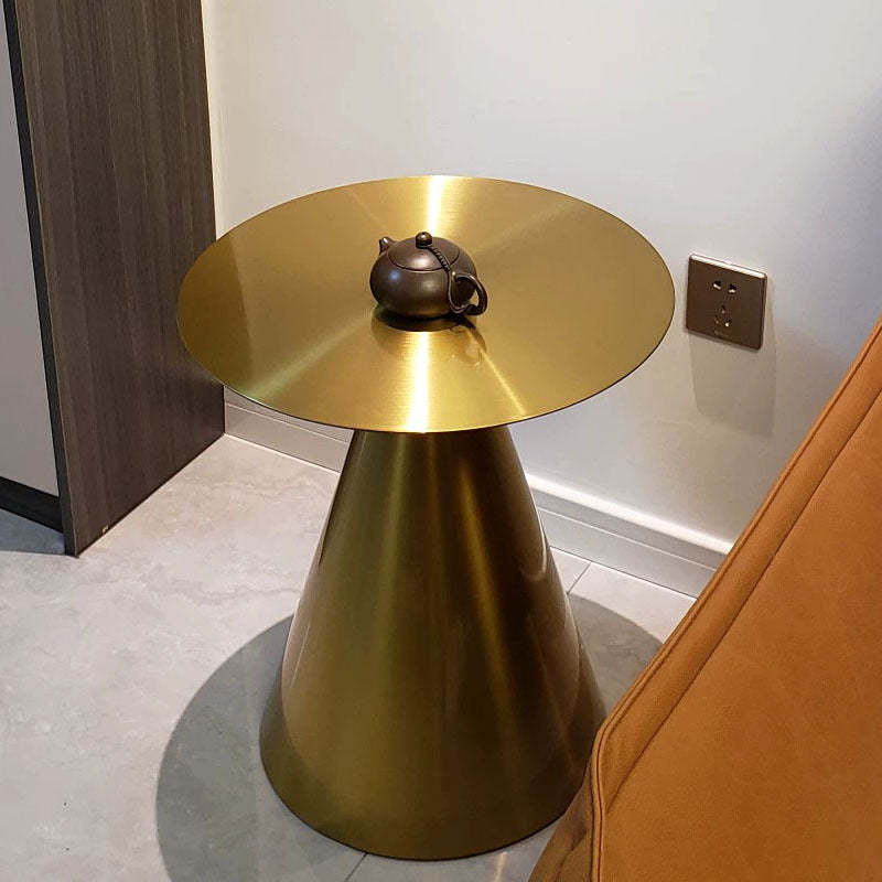 Minimalist Round Stainless Steel End Table