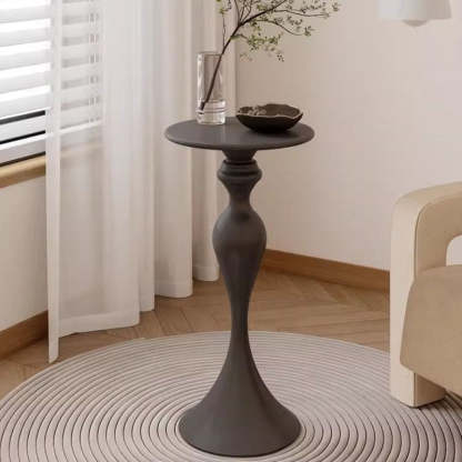 Scandinavian Round Iron End Table — Beige