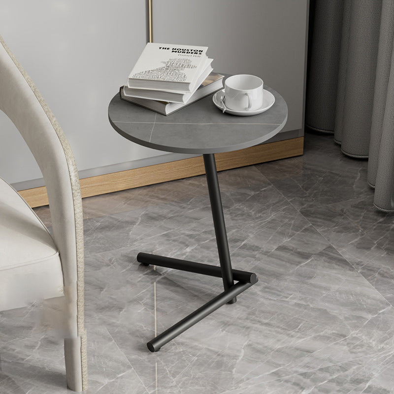 Scandinavian Rock Slab Iron Coffee Table — Black / Gray