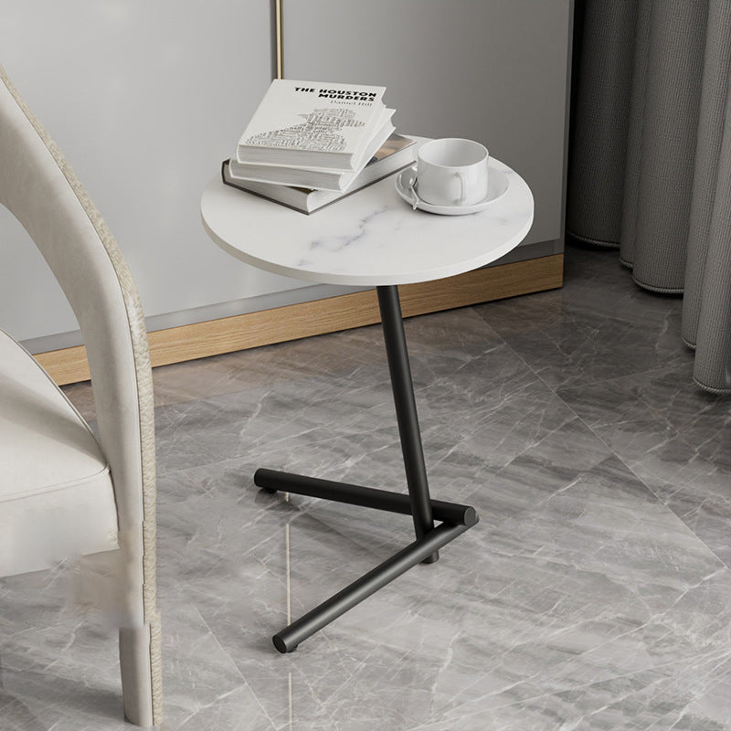 Scandinavian Rock Slab Iron Coffee Table — Black / White