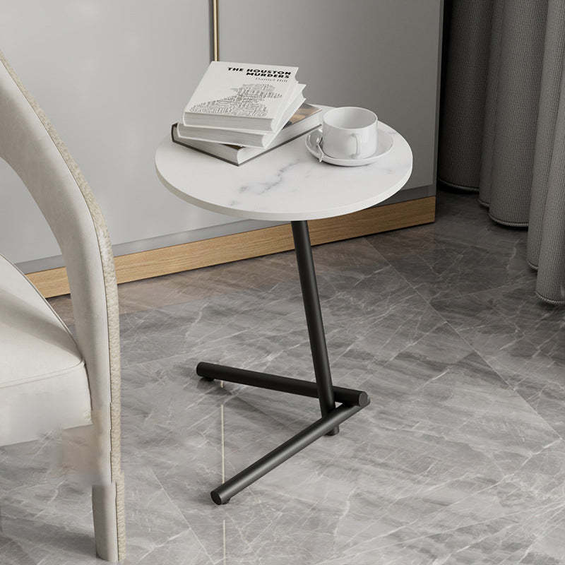 Scandinavian Rock Slab Iron Coffee Table — Black / White
