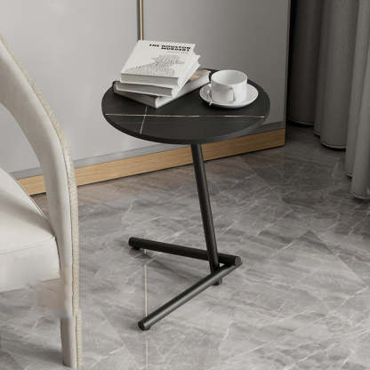 Scandinavian Rock Slab Iron Coffee Table — Black / Black