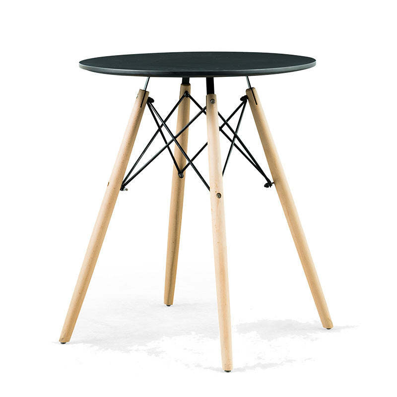 Scandinavian Round Wood Iron End Table