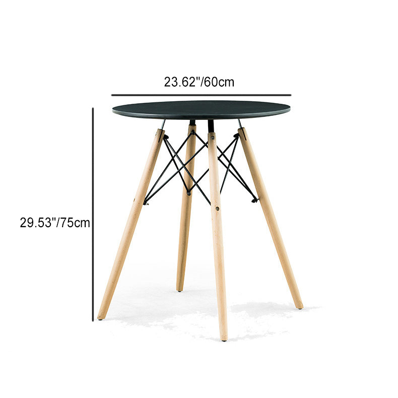 Scandinavian Round Wood Iron End Table