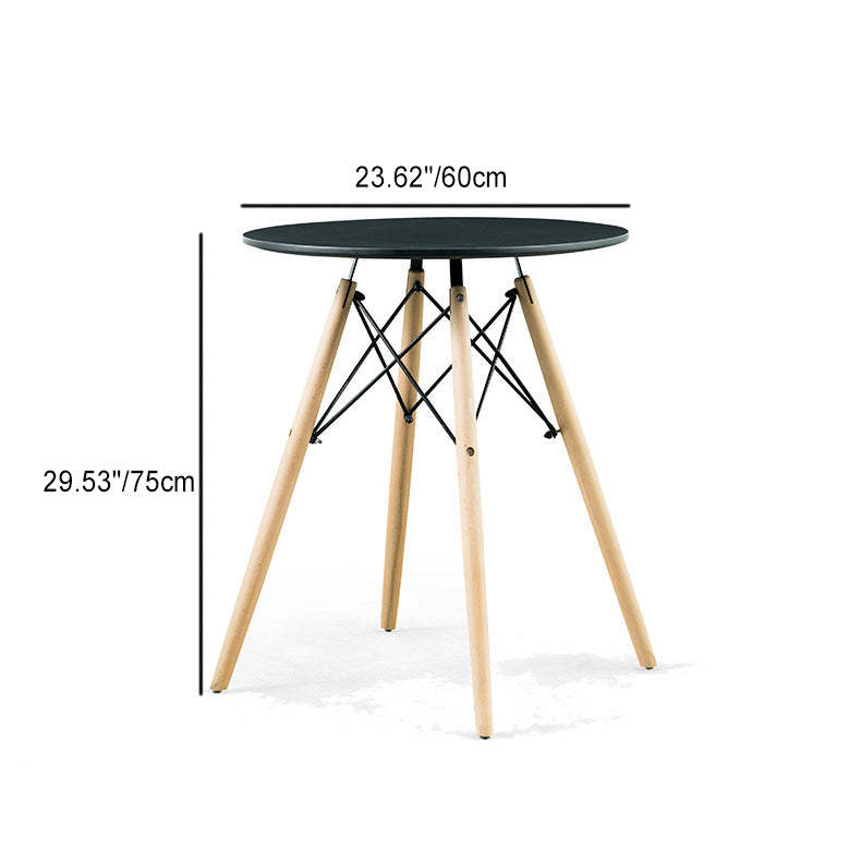 Scandinavian Round Wood Iron End Table