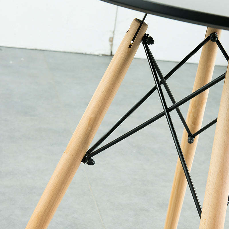 Scandinavian Round Wood Iron End Table