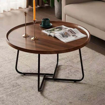 Nordic Wood Iron Coffee Table — Walnut