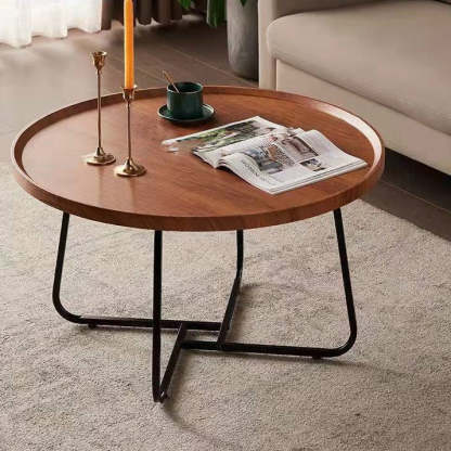 Nordic Wood Iron Coffee Table — Wood