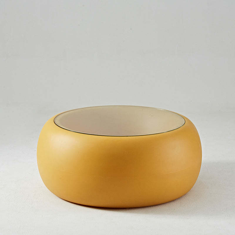 Yellow glass coffee tables for living room