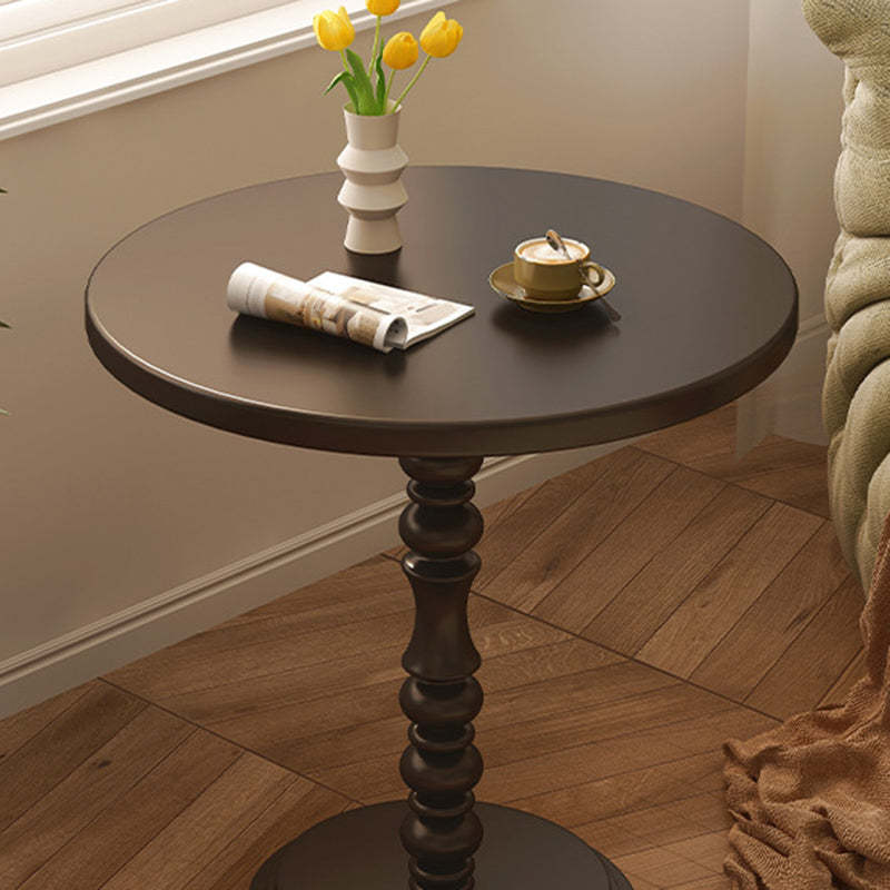 Vintage Round Wood Iron End Table