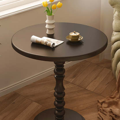 Vintage Round Wood Iron End Table