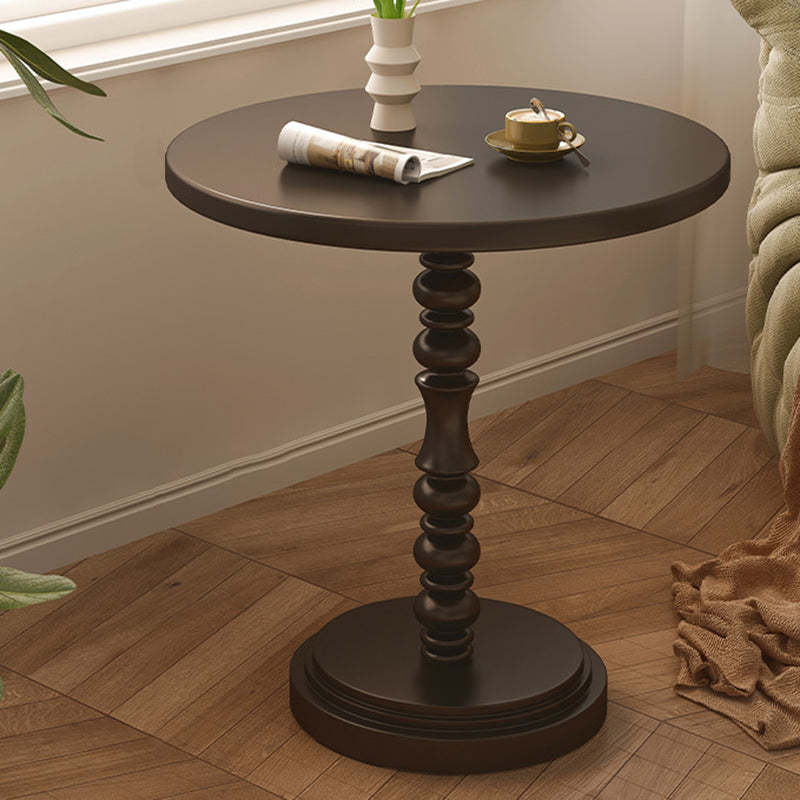 Vintage Round Wood Iron End Table
