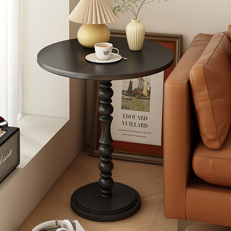 Vintage Round Wood Iron End Table