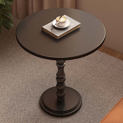 Vintage Round Wood Iron End Table