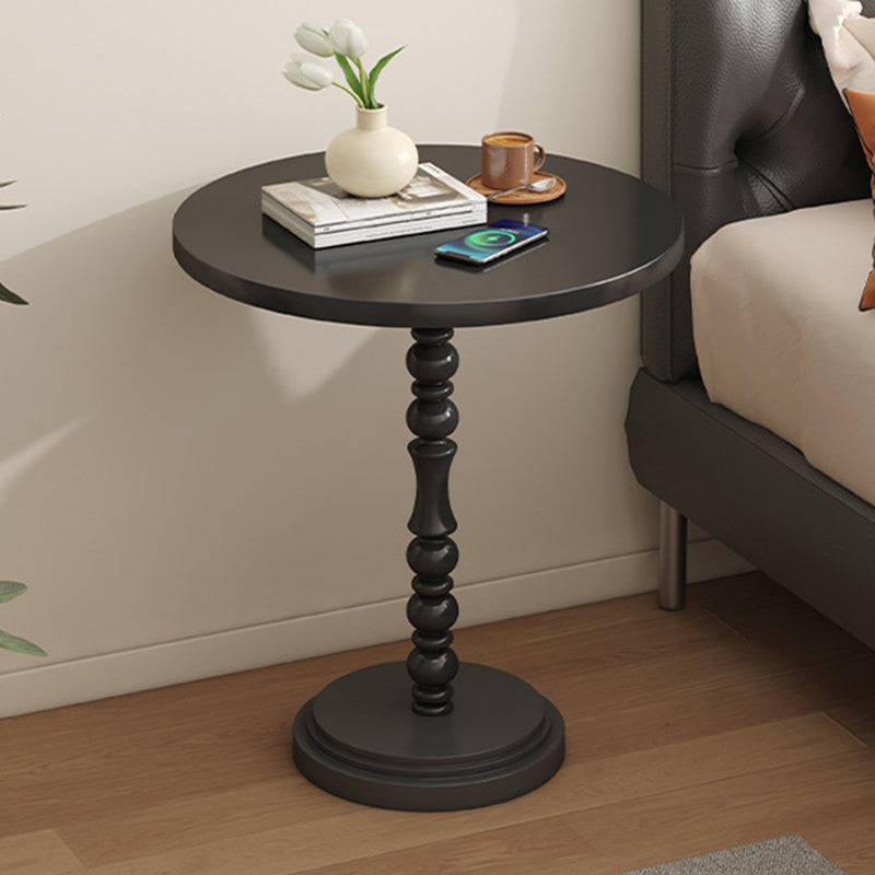 Vintage Round Wood Iron End Table