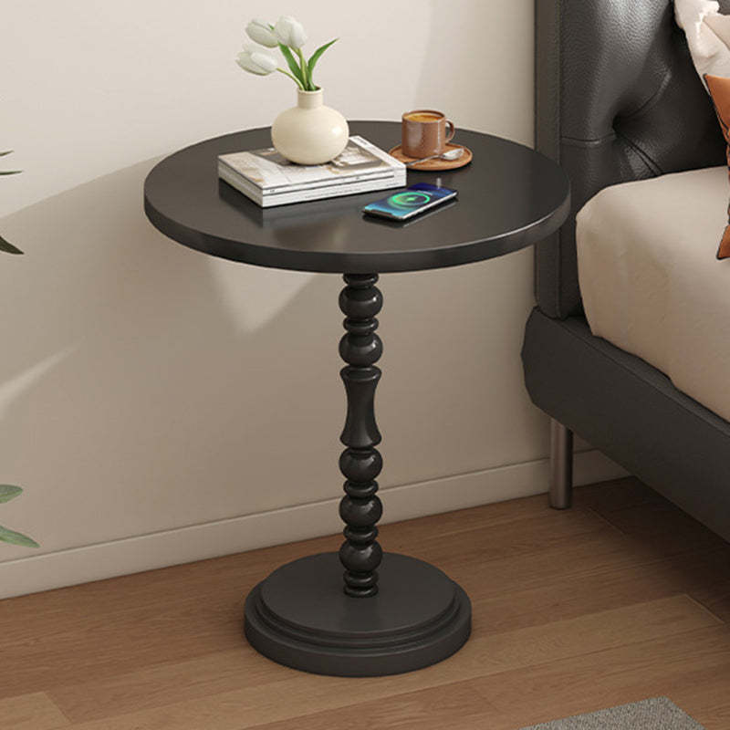 Vintage Round Wood Iron End Table