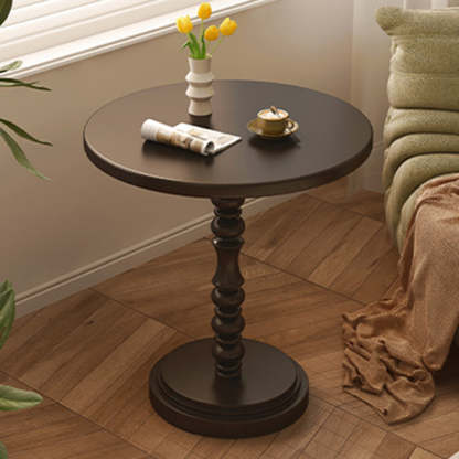 Vintage Round Wood Iron End Table