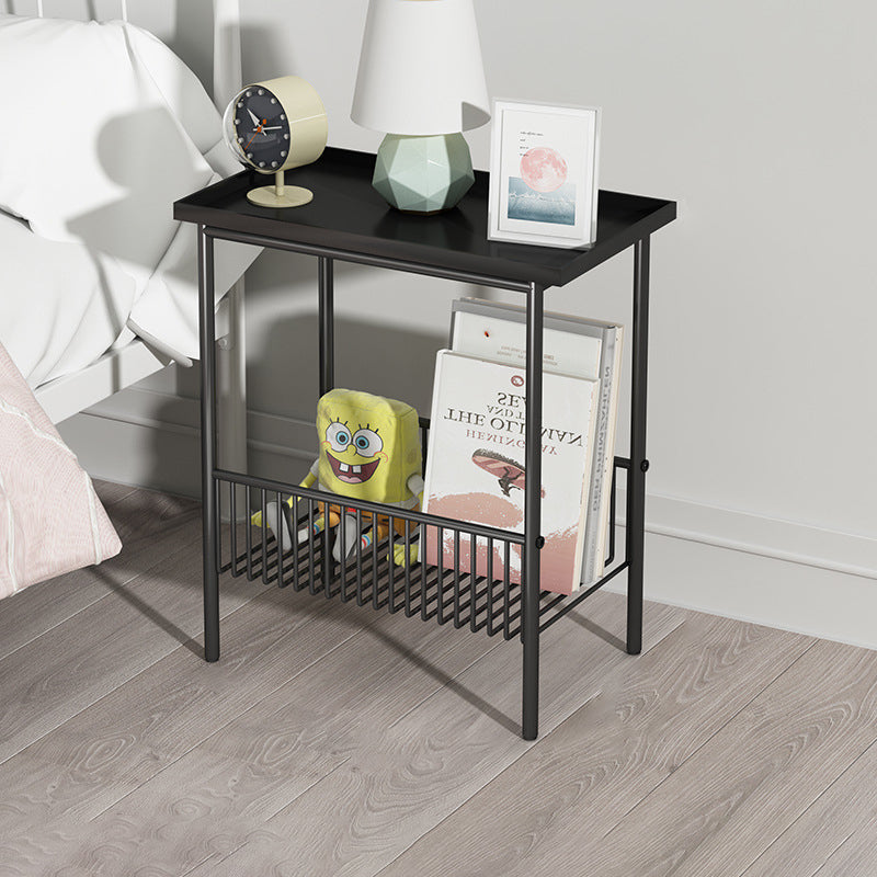 Minimalist Iron 2-Tier End Table — White