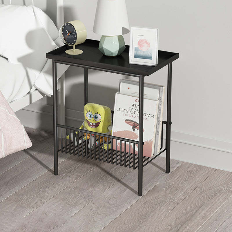 Minimalist Iron 2-Tier End Table — White