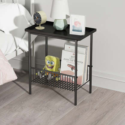 Minimalist Iron 2-Tier End Table — White
