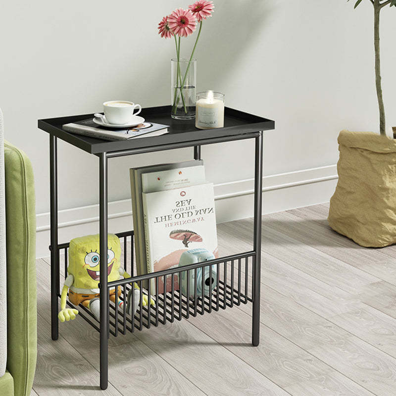Black iron end 2-tier end & side tables - minimalist