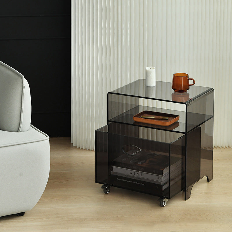 Minimalist Acrylic Storage End Table — Gray