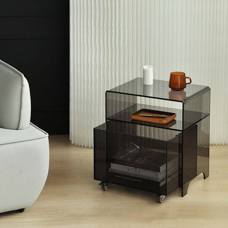 Minimalist Acrylic Storage End Table — Gray