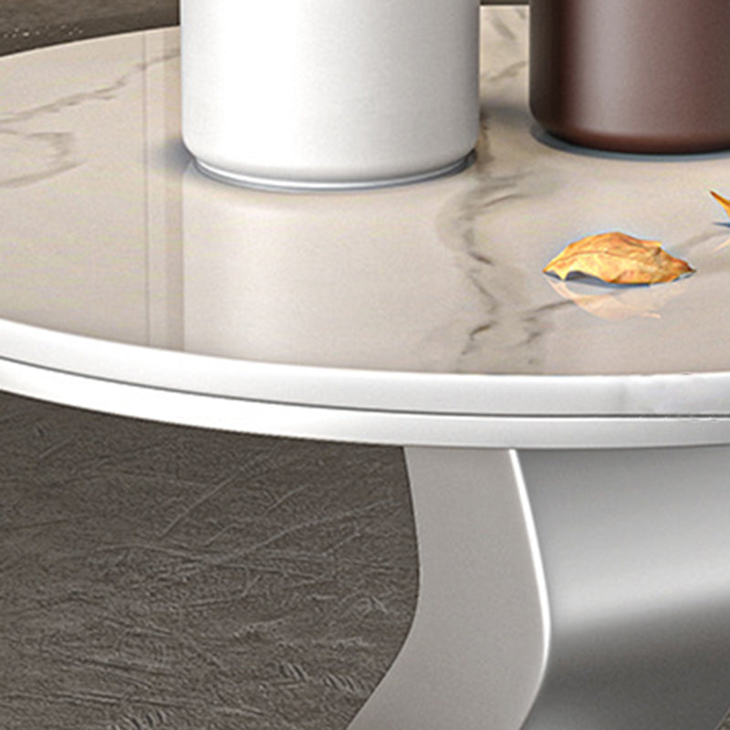 Luxury Round Rock Slab Steel End Table
