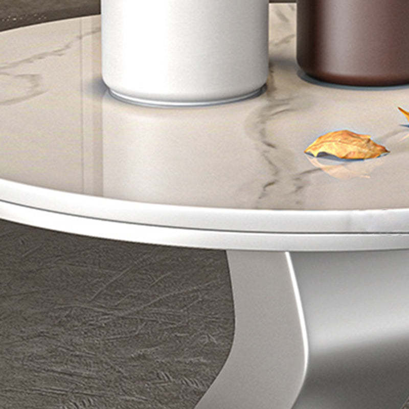 Luxury Round Rock Slab Steel End Table