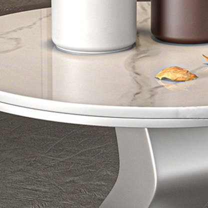 Luxury Round Rock Slab Steel End Table