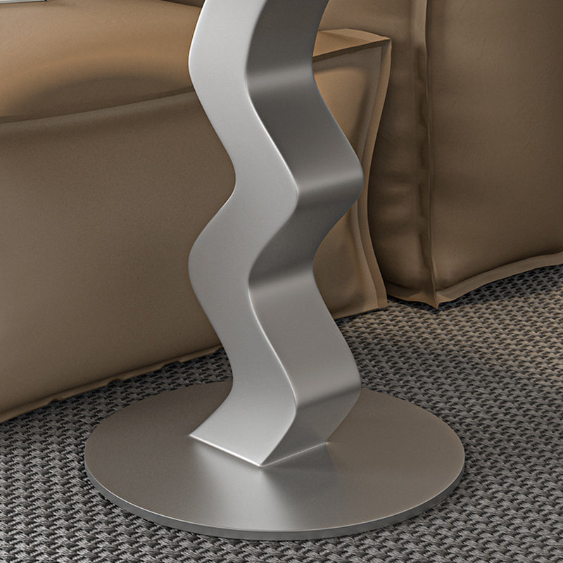 Luxury Round Rock Slab Steel End Table