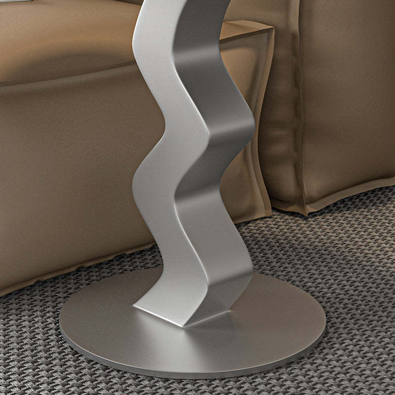Luxury Round Rock Slab Steel End Table
