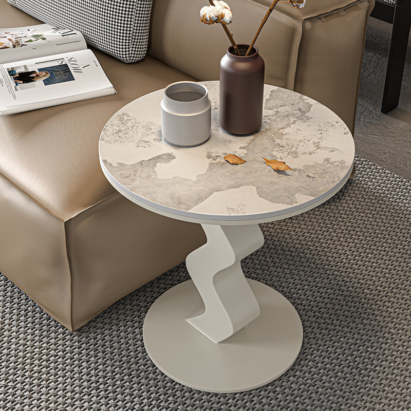 Luxury Round Rock Slab Steel End Table
