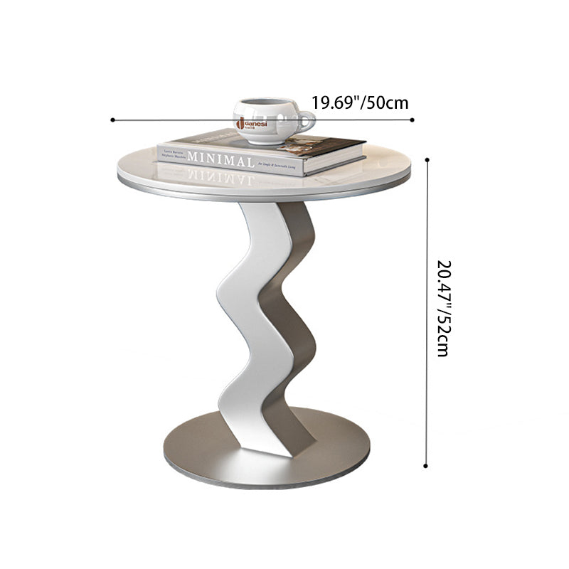 Luxury Round Rock Slab Steel End Table — White / B